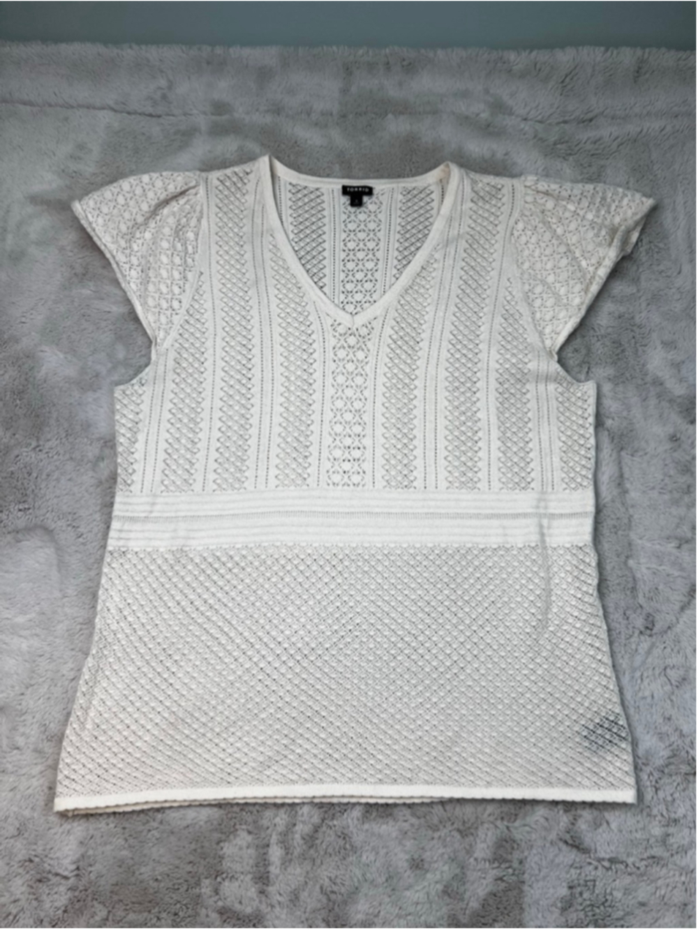 TORRID Short Sleeve Knit Plus Size 3X Ivory Rayon Stretch